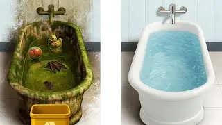 EXTREMELY Dirty Bathtub Cleaning | Satisfying Before & After Transformation 🛁✨
