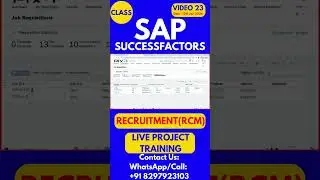 SAP SuccessFactors RCM Training Online Tutorial Class 23 12th Jan 2026 #sapsuccessfactorstraining