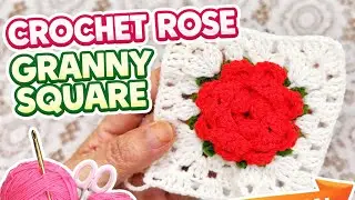 Easy Crochet Rose Granny Square Tutorial Step By Step 
