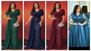 Plus surplice neck lantern sleeve maxi satin wedding dress 
