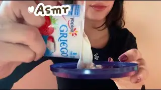 Asmr comiendo yogurth en tapita 😴 eating sounds
