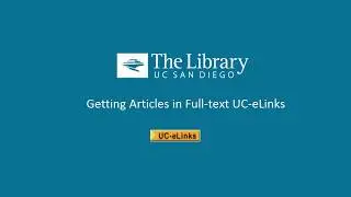 Getting Articles in Full-text UC-eLinks