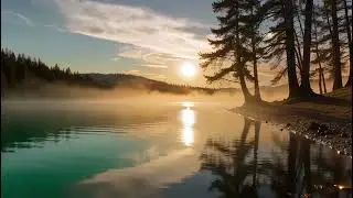 AI Ambient Loop Video: Cinematic Misty Lake View