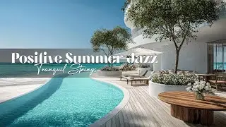 Sunny Beachfront Patio | Poolside Seating & Palm Trees with Relaxing Jazz & Background Music