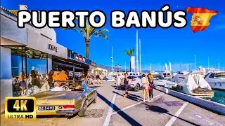 🇪🇦[4K] Puerto Ban&uacute;s Walking Tour in Winter | Yachts and Supercars | Marbella Spain