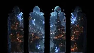 🐉 Fantasy City 4K Window Projector Scene&rdquo;✨ Crystal Kingdom at Night | Window 