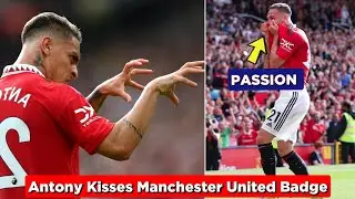 Antony kisses Manchester United Badge and taunts Arsenal fans by celebrating infront of them
