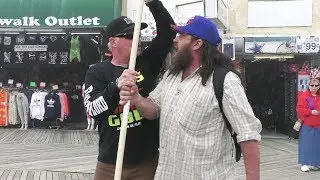 SINCITY SPITTER TRIES TO STEAL BANNER FROM GOSPEL PREACHER!!!/Free Indeed/Carl Conrad