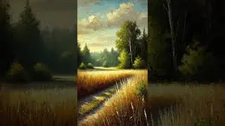 Летнее поле у края леса (картина #446) \ Художник: Нормов