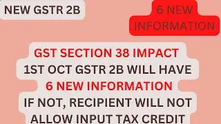 SECTION 38 IN GST /NEW GSTR 2B /6 MORE CONDITION TO AVAIL ITC/ NEW GSTR 2B/ITC IMPACTED