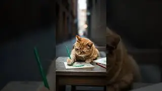 🦖 Ginger Cat Makes Dinosaur Greeting Card #cat #cardcreations #donation #viral #shorts