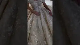 Amanda novias champagne luxury sparkling lace wedding dress 2020 off shoulder strap wedding gown