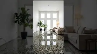Modern Epoxy Flooring with River Stones #shorts
