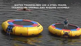 Island Hopper Comparison - 15' Classic water trampoline to 13' Bounce N Splash water bouncer