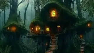 Forest Sanctuary – 3 Hour Rainy Night Ambience with Warm Treehouse Lights for Deep Sleep