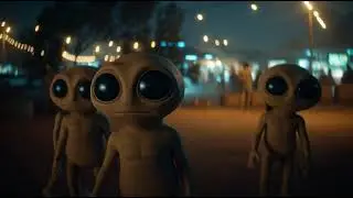 &ldquo;UFO Lands in Night Market! | Friendly Aliens Say Hi | Cinematic AI Short &rdquo;