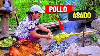 Preparamos un delicioso POLLO ASADO a la leña rico y fácil - DELIA
