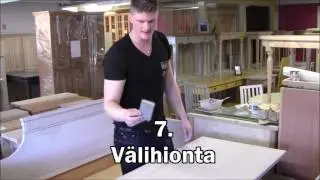 JUVI-Productionin täyspuisen sivustavedettävän sohva maitomaalaus