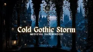 COLD DARK GOTHIC STORM ⛈️ Through the MEDIEVAL CASTLE WINDOW | 4K Rain Ambience