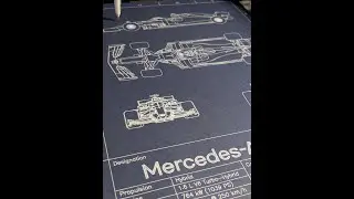 🏎️​​​ Mercedes AMG F1 W11 Blueprint by Pen Plotter ✍️ #blueprints #f1 #mercedes #gift