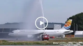 Airbus A320 - Trade Air 9A-BTI - first landing with water salute at Memmingen Airport