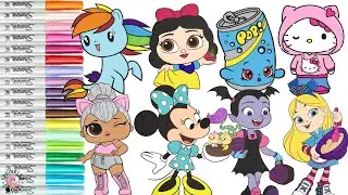Coloring Book Compilation for Kids Disney Princess Vampirina Shopkins LOL Surprise Minnie Mouse