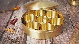 Plain brass spice boxes by The Advitya.