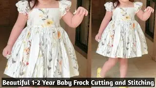 1-2 Year Baby Frill Frock with Elastic Sleeves Cutting and Stitching | Elastic Sleeves Design