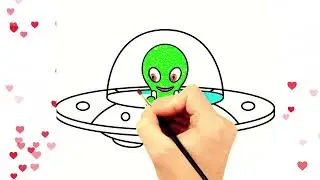 How to Draw Alien UFO   Fun Easy Drawing, Coloring   Painting For Kids   Chiki Art