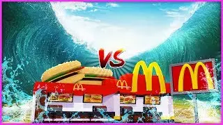 Minecraft - TSUNAMI VS MCDONALDS BASE CHALLENGE w/Little Lizard