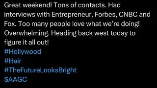 🔥🔥🔥 $AAGC 🔥🔥🔥Hollywood Star Cuts! Huge update for this start up microcap! Big connections being made