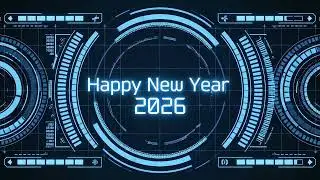Happy New Year 2026 Futuristic Digital Loop (Blue Tech Background)