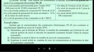 exercice bac eco -gestion-formule de wilson 1 partie examen bac 2018