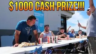$1000 CASH!! | 4th of July NATHAN'S STYLE HOTDOG CONTEST | Man Vs Food | No Joey Chestnut Take Down