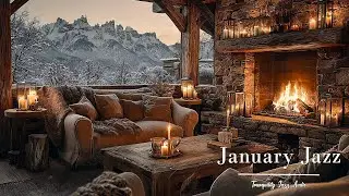 Relaxing Jazz Ambience At Cozy Caf&eacute; | Peaceful Winter Nature With Fireplace & Jazz For Work, Focus..