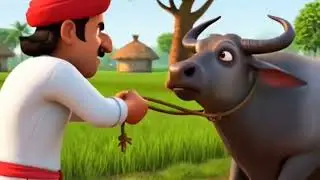 Buffalo And Village |Cartoon Story | Part 1 Moral Heart Touching story  #ai #baby #buffalo #cow 
