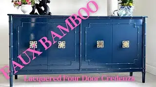 Build a GLAMOROUS Lacquered 4 Door Faux Bamboo Credenza (DIY)