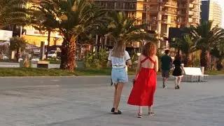 Beautiful people relax at Batumi boulevard. 2025 Georgia