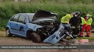 FINISCE CON L'AUTO CONTRO UN PLATANO, ALL'OSPEDALE IN CODICE ROSSO  | 02/05/2021