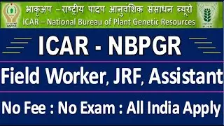 ICAR - NBPGR Recruitment 2020 &brvbar; No Fee - No Exam &brvbar; ICAR Recruitment 2020 Offline Form & Eligibility