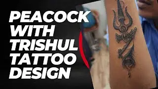 Peacock with Trishul Tattoo Design..[ALEEN TATTOO STUDIO]