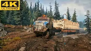 Construction Rig Semi Trailer Delivery | Realistic Ultra 4K Gameplay(SnowRunner)