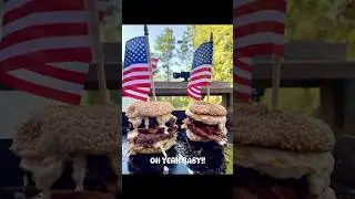 All American Slam-burger! #Dennys #blackstone #outdoorcooking #wegotdennysathome #baconcheeseburger