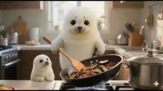 【ASMR】Seal's Homemade Mapo Eggplant!  #seal #cooking #animals #Mapo eggplant　アザラシの手作り麻婆茄子！