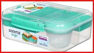 Sistema Bento Box Adult Lunch Box with 2 Compartments, Sandwhich Container, and Salad Dressing