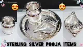 Sterling Silver Pooja Thali, Deepak and Lota😍🙏diwali special pooja items😍🙏#trending #diwali #silver