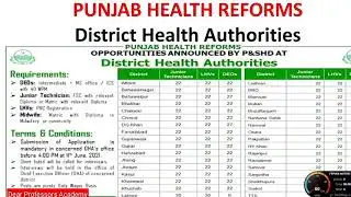New jobs in Health department today || punjab health reforms jobs today