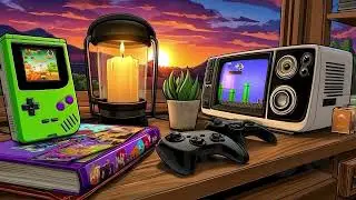 Retro Sunset Gaming | Cozy 90s Gamer Ambience | Nostalgic Game Corner Background Loop