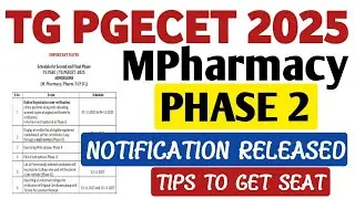 PGECET MPharmacy Phase 2 Counselling Dates@StudentUpdates247 