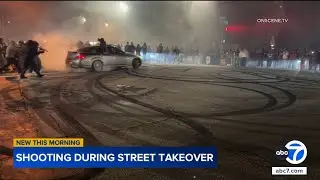 Man shot in neck and jaw during street takeover in downtown LA